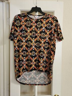 LuLaRoe Irma XS Geometric Tunic Top High Low Oversized Orange